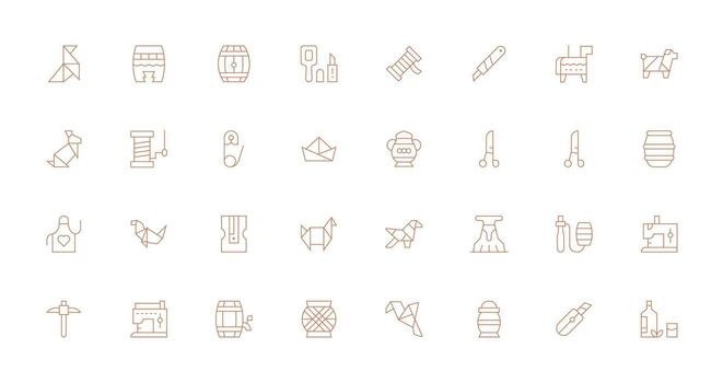 32 Icons for Craft in Thin Line Format Digital Product Icons for Fast Delivery vector
