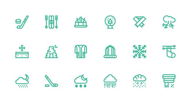 Strong Stroke Line Icons from Winter Set with 18 Vectors User Interface Icons for Digital Products