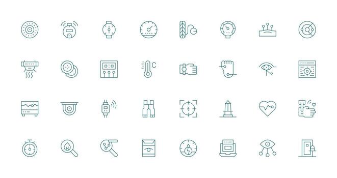 Monitoring Design Icons featuring 32 in Thin Line Style Editable Icon Collection vector