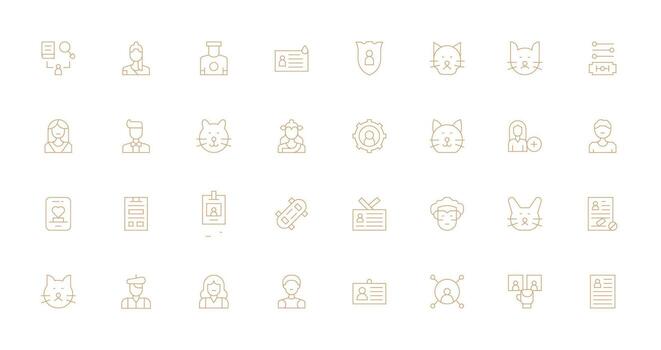 32 Delgado línea diseños para perfil íconos íconos construido para visual consistencia paquete vector