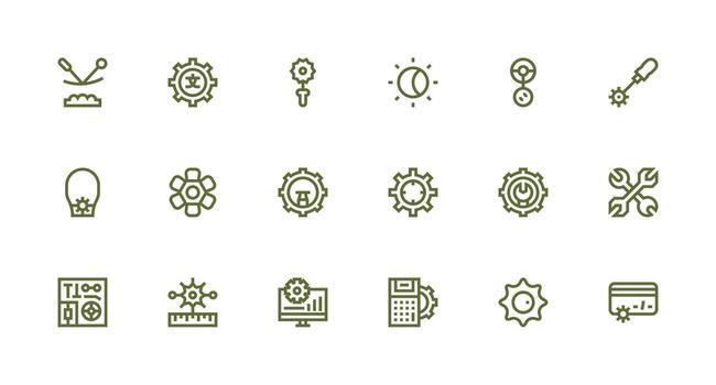 Adjustment Design Icons featuring 18 in Strong Stroke Line Style Icon Pack for Various Themes vector