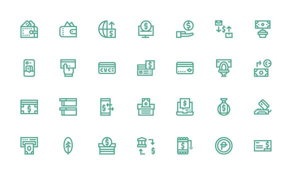 28 Icons for Banking in Bold Line Format Well-Structured Icons for Creative Use vector