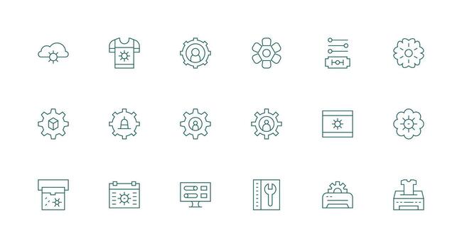 Customization featuring 18 Icons in Minimal Line Design Scalable Icons for Cross-Platform Interfaces vector