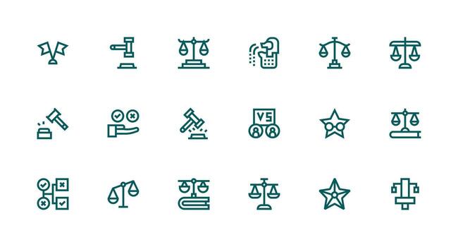 juicio icono conjunto con 18 fuerte carrera línea gráficos limpiar icono conjunto icono paquete para ui proyectos vector