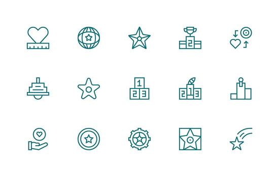 Regular Line Style Ranking Icons with 15 Vectors Full Icon Library for UI Designers