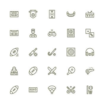 Medium Stroke Outline Style Player Icons with 25 Vectors Scalable Icons for Cross-Platform Interfaces