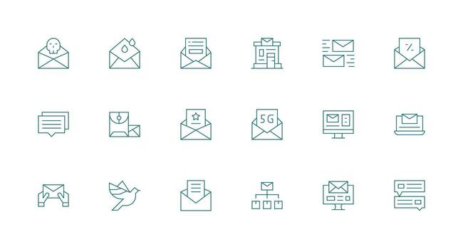 18 Icons for EMail in Minimal Line Format Clear and Concise Icon Set Collection vector