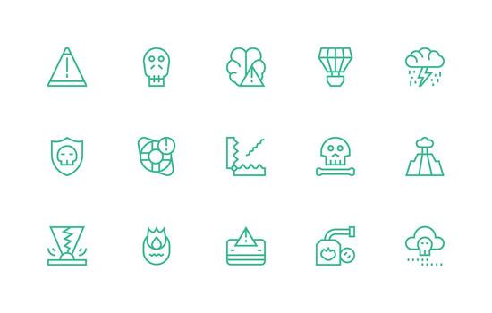15 Regular Line Style Icons from Risk Collection Simple Icons for Interface and Wireframes vector