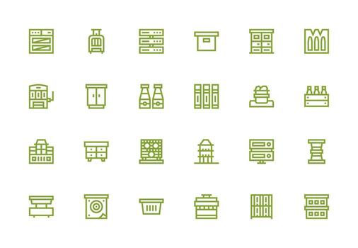24 Icons for Storage Unit in Thick Line Line Format Pixel Perfect Icons for Modern Apps vector