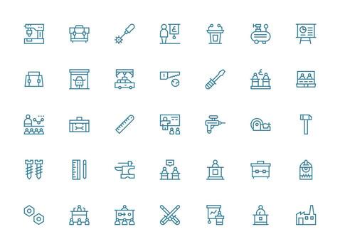 35 Regular Clean Line Icons for Workshop Graphics Display Icon Pack vector