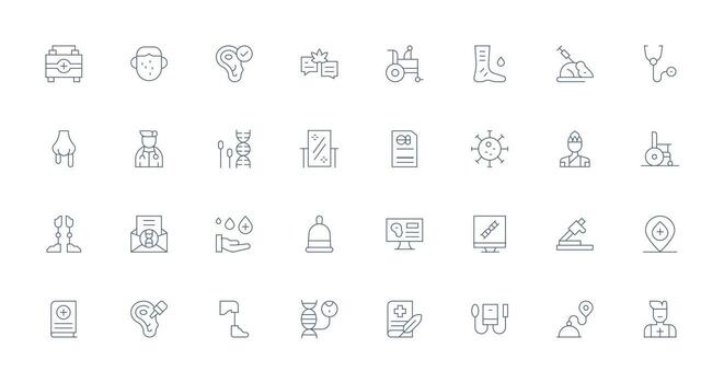 32 Icons for Medical in Thin Line Format Reusable Icon Set vector