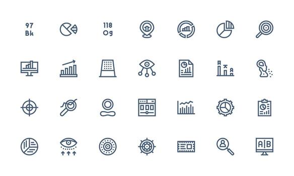 Data Visualization Visual Pack containing 28 Bold Line Icons Minimal Icon Set for Interface Projects vector