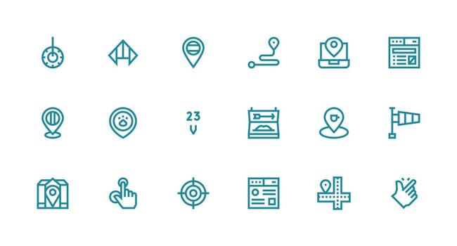 18 Strong Stroke Line Vectors for Navigation Theme Multi-Purpose Icon Set
