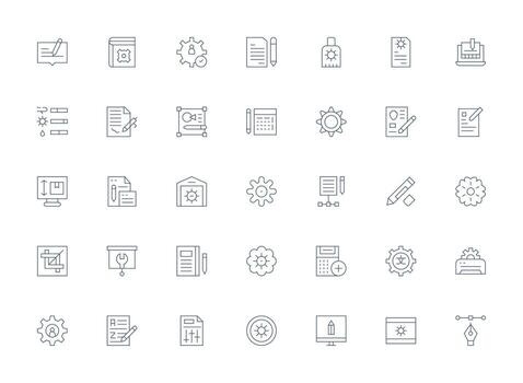 Modify Icon Collection with 35 Light Line Designs UI-Ready Icon Collection vector