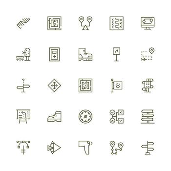 camino icono colección con 25 medio carrera contorno diseños esencial íconos para rápido ui edificio vector