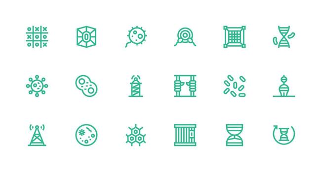 Cell Design Icons featuring 18 in Strong Stroke Line Style Interface Icons for Daily Use vector