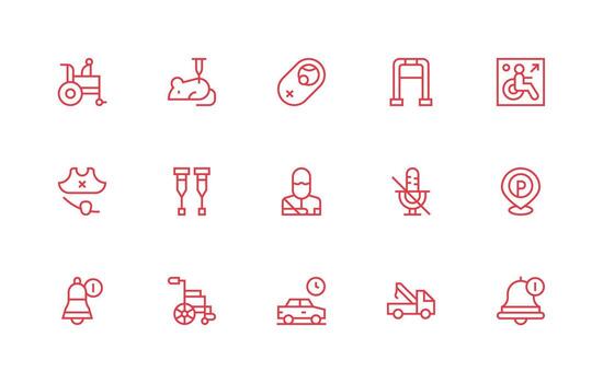 Disabled Visual Pack containing 15 Regular Line Icons Reusable Icon Set vector
