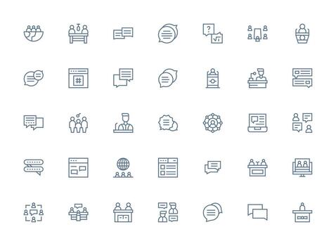 Forum featuring 35 Icons in Regular Clean Line Design Balanced Icon Set for Functional Design vector