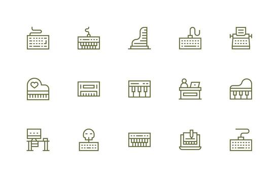 Keyboard featuring 15 Icons in Regular Line Design Compact Icon Set vector