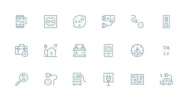 18 Minimal Line Vectors for Power Supply Theme Clean Icon Collection for Web Use