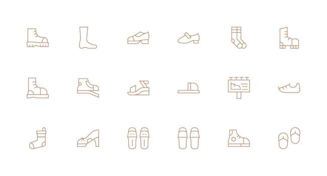 Minimal Line Style Footwear Icons with 18 Vectors Complete Icon Set for Mobile Apps