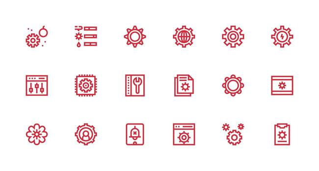 System Settings Icon Collection with 18 Strong Stroke Line Designs UI-Ready Icon Collection vector