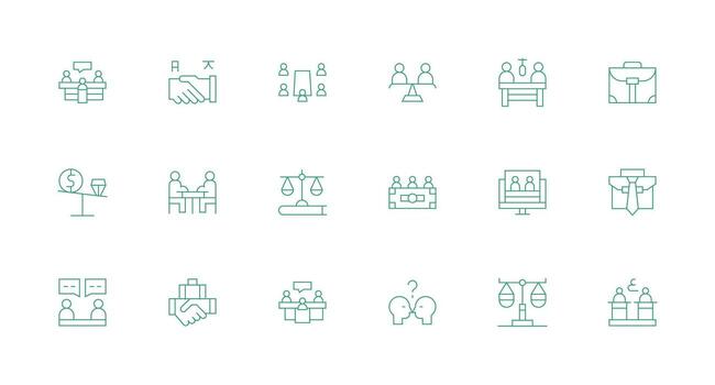 18 Minimal Line Icons for Negotiation Graphics Icon Collection Set vector