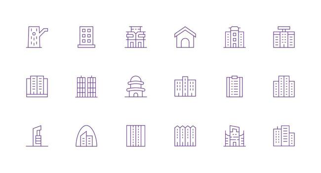 18 mínimo línea diseños para condominio íconos flexible icono sistema para web interfaces vector