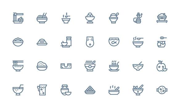 28 Bold Line Vectors for Bowl Theme Flexible Icon System for Web Interfaces