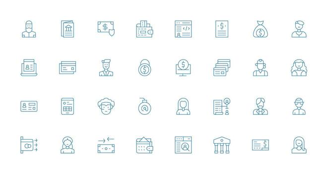 cuenta icono conjunto con 32 Delgado línea gráficos digital icono colección vector