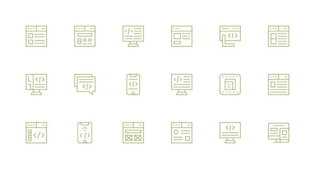 18 Minimal Line Icons for Html Graphics Complete Icon Set for Mobile Apps vector