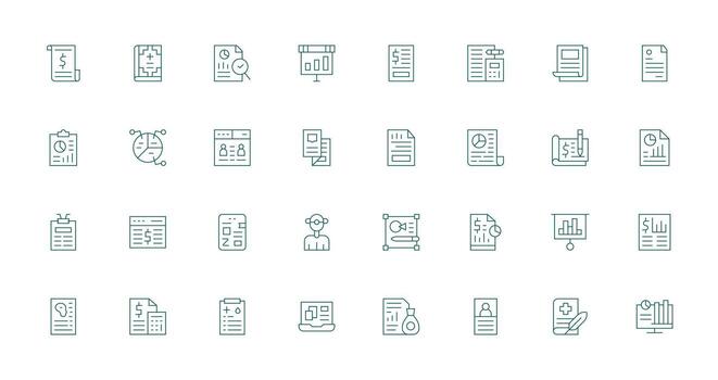 32 Thin Line Icons for Summary Graphics Design Ready Icon Set for Teams vector