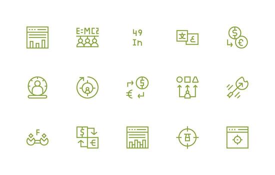 15 Regular Line Icons for Conversion Graphics Multi-Purpose Icon Pack for Templates vector