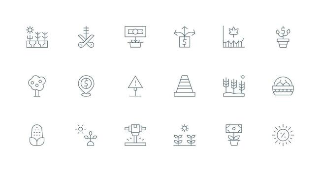 Minimal Line Icons from Yield Set with 18 Vectors Scalable Icons for Cross-Platform Interfaces