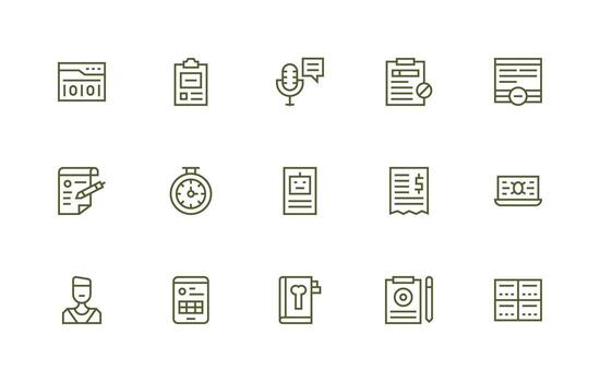 Regular Line Icons from Record Set with 15 Vectors Organized Icon Pack for Quick Access