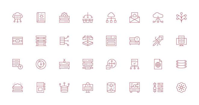 32 Delgado línea diseños para servidor íconos interfaz icono colección para diario proyectos vector