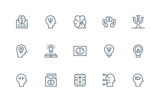 Brain featuring 15 Icons in Regular Line Design Creative Icon Set vector