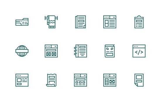 15 regular línea íconos para modelo gráficos usuario interfaz íconos para digital productos vector