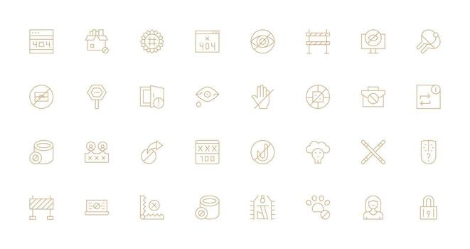 Access Denied Set with 32 Thin Line Icons Icon Set for Web vector