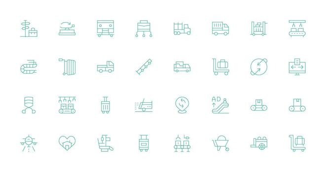 32 Thin Line Icons for Moving Graphics Organized Pack for Project Assets vector