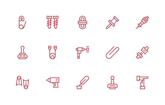 Fastening Icon Collection with 15 Regular Line Designs Versatile Icon Collection for Designers vector