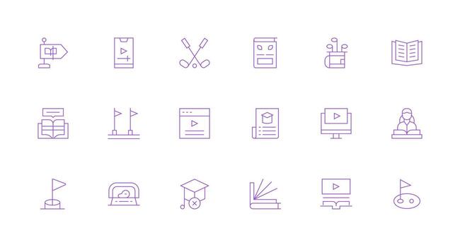 Course Visual Pack containing 18 Minimal Line Icons Icon Collection Set vector