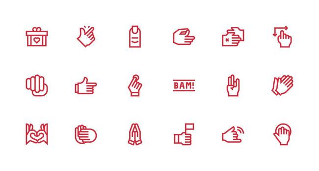18 Strong Stroke Line Icons for Gesture Graphics Scalable Icon Pack vector