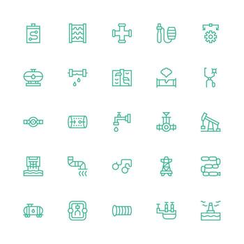 tubería icono conjunto con 25 medio carrera contorno gráficos detallado icono colección para diseño sistemas vector