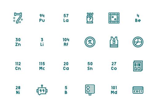 Thick Line Line Style Number Icons with 24 Vectors Clear and Concise Icon Set Collection