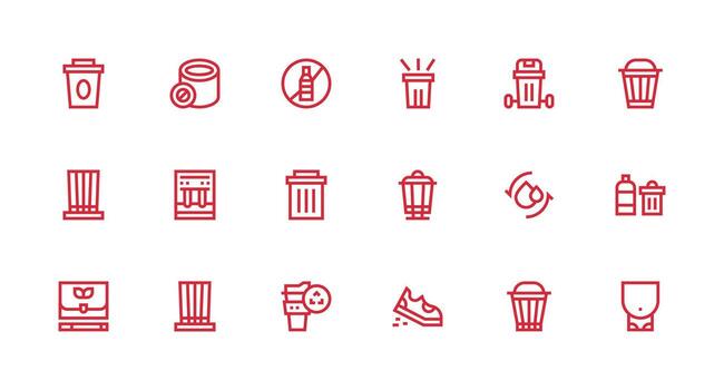 Recycle including 18 Strong Stroke Line Illustrations Complete Icon Bundle for Web Design vector