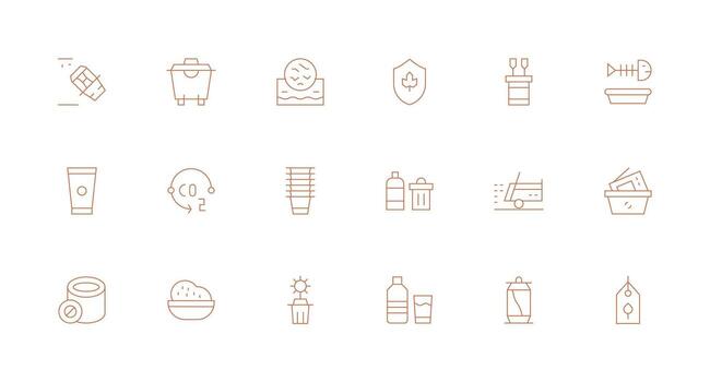 18 Minimal Line Style Icons from Recycling Collection Balanced Icon Set for Functional Design vector
