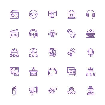 Speaker Visual Pack containing 25 Medium Stroke Outline Icons Icon Pack for Various Themes vector