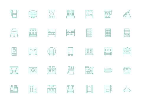 Rack Icon Collection with 35 Light Line Designs Clean Icon Collection for Web Use vector