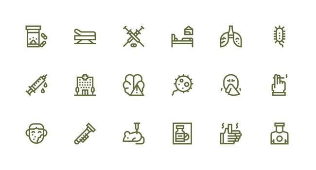 Illness Visual Pack containing 18 Strong Stroke Line Icons Neatly Designed Icons for Web Platforms vector